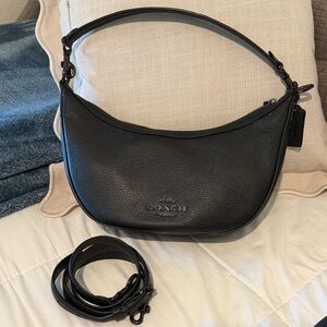 Coach Aria Pebbled Black Leather Shoulder Bag